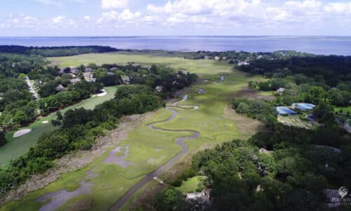 High aerial shot of the golf course at the Westin Hilton Head, SC